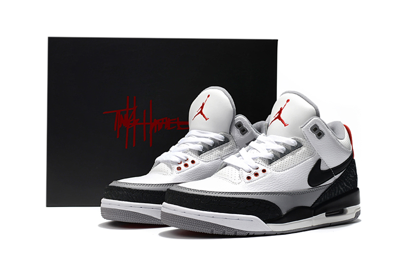 Air Jordan 3 Signature White Grey Black Red